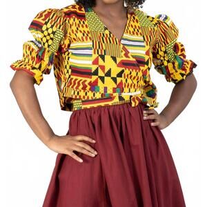 NEW KARA CHIC african print wrap top in multi